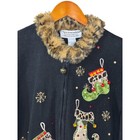 Vintage Tiara International Ugly Christmas Cardigan Women Medium Black Stockings