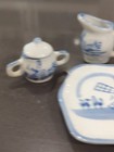 Miniature Tea Set Vintage Delft-style Porcelain 10 Pc Blue   White Windmill M61