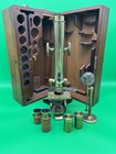 C 1871 H  Crouch London Antique Brass Microscope  689 Case Accessories