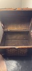 Vintage 17 5  Woven Rattan   Faux Leather Treasure Chest Trunk  Boho Storage Box