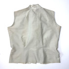 Vintage 50s Sleeveless Sage Green Mandarine Collar Daisy Applique Blouse  Sz  L