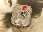Portuguese Cockerel chicken Silver Tone-3 5cm-vintage Pill Box-1b