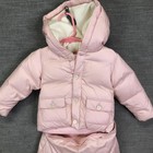 Ralph Lauren Snowsuit Girls 3-6m Pink Puffer Hooded Fleece Lined Bunting Winter