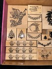 Lot Of 45 Wood Mounted Mixed Rubber Stamps -  Vintage Christmas Theme