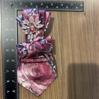 Upcycled Women   s Custom Necktie Floral Mauve Gray Black White With Brooch 