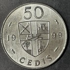 1999 Ghana 50 Cedis Bu Uncirculated Bush Drums Freedom Justice Last Year Coin