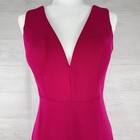 Bariano Sheath Cocktail Party Dress L Magenta Pink V Neck Sleeveless Stretch