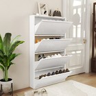 Metal Shoe Cabinet With 4 Flip Drawers  Wall Mount Shoe Organizer For Entryway