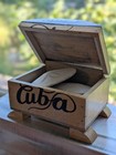 Painted Sunset Carved Handmade Wooden Box Made In Cuba With Sand Dollars Too 