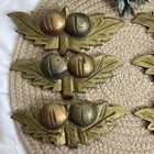 6 Antique Hand Carved Wood Appliques Gilt Fruit   Leaf Motif Ornate Furniture