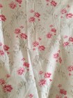 Antique French Carnation Floral Ribbon Stripe Cotton Fabric   Pink  Sage Green