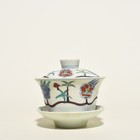 3 9  China Antique Porcelain Ming Dynasty Chenghua Mark Doucai Flower Okra Bowl