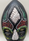 Vintage Ghana Kenyan African Beaded Brass Wood Carved Tribal Mask Wall Decor 14   