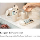Beige Bathroom Accessories 6 Pieces Soap Dispenser Toothbrush Holder Vanity Tray
