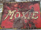 Handpainted 19 x27  Moxie Soda Metal Embossed Sign Lowell  Mass Usa Antique 1935