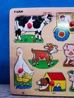 Vintage 1996 Wooden Peg Puzzle Small World Toys Farm  2501 Barn Animals Tractor