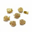 6 Vintage Gold Plated Floral Filigree Dual Strand Jump Ringed Round Clasps X521