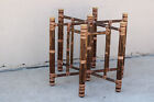 Authentic Mcguire Hexagonal Bamboo Rattan Organic Modern Dining Table Brass Caps