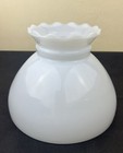 Vintage Milk Glass Lamp Shade Smooth Dome W  Ruffled Top 7 7 8    Farmhouse Style
