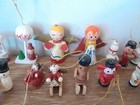 Vtg Wooden Christmas Ornaments Lot Of 30 Hand Painted Miniature Christmas Decor
