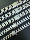 Miami Cuban Link Chain Necklace   Bracelet Real 925 Silver 6-20mm Black Rhodium