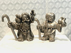 Vintage Noah s Ark Hudson Pewter Noah And Wife Figurines 80s Made In Usa