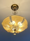 Antique Vintage Art Deco Ceiling Light Fixture Chandelier Glass 5 Light