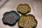Chinese Enameled Cloisonne Nesting Trays Enameled Vintage Set Of 3