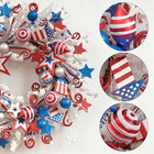 22 Inch Patriotic Wreath For Front Door  4th Of July Red White Blue Wreath With