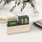 Wooden Block Perpetual Calendar For Desk  Daily Desktop Standing Flip Calendar W