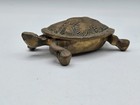 Vintage Solid Brass Turtle Shaped Hinged Lid Trinket Box Jewelry Holder Taiwan