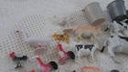 Lot Of 40  Vtg Mostly Plastic Farm Animals Toys Pig Turkey Calf Horse Cowboys