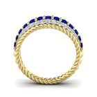 Blue Sapphire Round 3 00mm Vintage Eternity Band Ring With Yellow Gold Plated