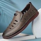  Men s Hollow Leather Sandals Fashion Casual Shoes Walking Business Shoes White