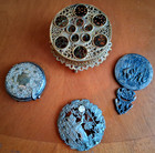 Vtg Lot 4 Vanity Hollywood Regency Lipstick Holder Compact Mirror Rawcliffe Lid