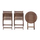 3 Piece Patio Acacia Wood Bistro Set Conversation Set Outdoor Furniture Table