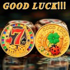 Lucky 7 Challenge Coin Poker Coin Casino Chips     Horseshoe And Four Clover Token