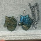 Natural Crystal Labradorite Wolf s Head Carved Healing Pendants necklac joint