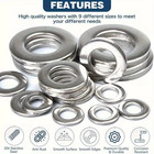 200 400pcs Stainless Steel Flat Washer Assortment Kit