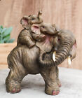Small Wildlife Elephant Father And 2 Calves On Piggyback Playing Statue 5 25 h