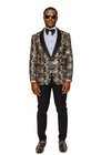 Slim Fit Tuxedo Jacket 1 Button Shawl Lapel Gold Leopard Dinner Blazer Azarman