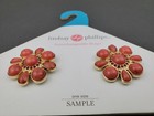 Lindsay Phillips Karen Interchangeable Shoe Snaps Red Gold Flower Medallion 