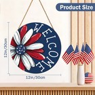 4th Of July Decorations Memorial Day Door Sign 12x12 Inch American Patriotic W