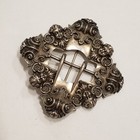 Antique Victorian Sterling Silver Scroll Cherub Motif Belt Buckle Brooch Pin 