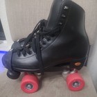 Riedell 111 Black Roller Skates Size 6 Sure-grip Fame Red Wheels Quad Skates