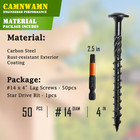  pack Of 50   14 X 4 Wood Structural Lag Screws  Black Coated Torx star Drive   