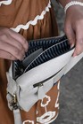 Gray Crossbody Bag For Women Striped Ribbon Accent Zipper Shoulder Purse