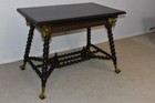 Antique Solid Mahogany Library Table Rope Turned Legs Lion Head Details