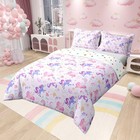 100  Nature Cotton Purple Unicorn Duvet Cover Twin dreamy Rainbow Pink Flower   