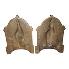 Pair Of Antique Art Deco Era Solid Bronze Peacock Bookends 5 25t 4w